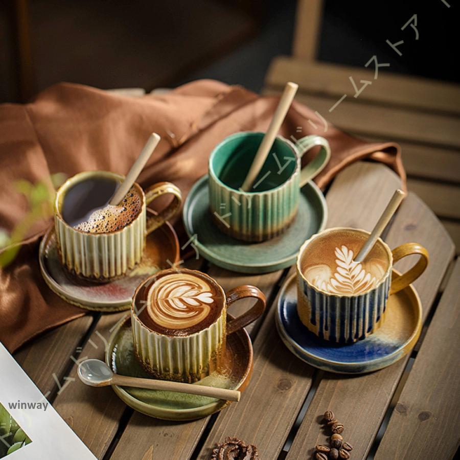 コーヒーカップ ソーサー おしゃれ マグカップ コーヒーマグ コップ 和風 レトロ 窯変 大容量 陶磁器 カフェ お祭り 250ml 台所 ティー ギフト 雑貨