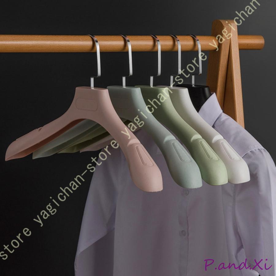 ハンガー 頑丈 曲がらない すべらない 落ちない インテリア シャツ ジャケット コート メンズ プラスチック 10本セットプ 多機能ハンガー ブラック 10本...