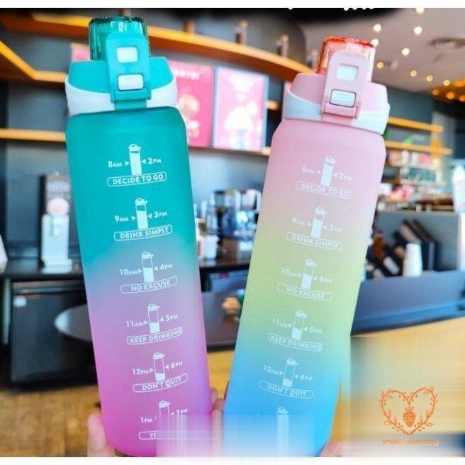 スポーツボトル 水筒 大容量 直飲み プラスチック グラデーション 1リットル 1000ml ジム 運動 ヨガ 室..