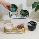 犬 猫 食器 陶器 フードボウル スタンド 2個セット ペット食器台 脚付 テーブル 斜め 15度傾斜 水入れ 餌入れ セラミック フードボール 食べ