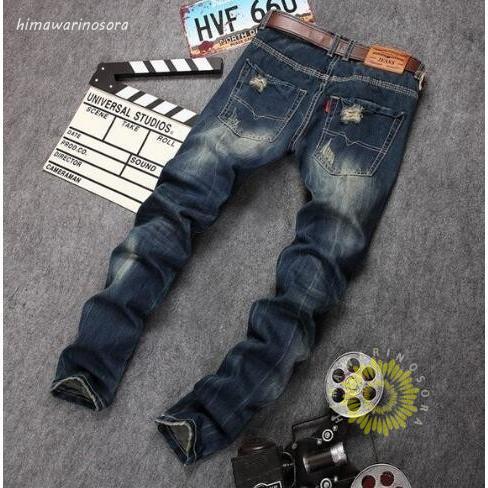 デニムパンツ メンズ ジーンズ ジーパン通勤 カジュアル ダメージ加工クラッシュ スキニージーンズ