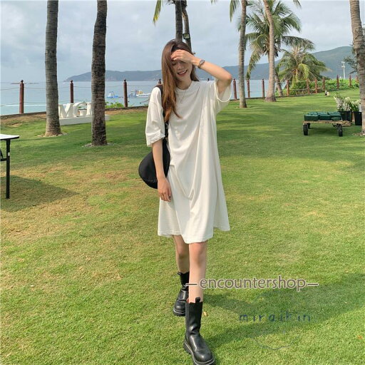 膝丈ワンピース Tシャツワンピース チュニック クルーネック 無地 ゆったり ストレート ロングTシャツ 半袖 レディース 夏服 お出かけ 部屋着 リラックス 30代 膝丈ワンピース Tシャツワンピース チュニック クルーネック 無地 ゆったり ストレート ロングTシャツ 半袖 レディース 夏服 お出かけ 部屋着 リラックス 30代