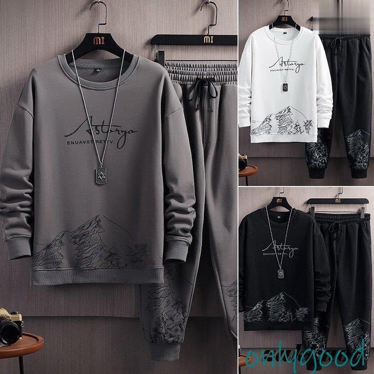 メンズ セットアップ スウェット上下セット ジャージ 上下 トレーナー+ジョガーパンツ ルームウェア2023　秋 新作