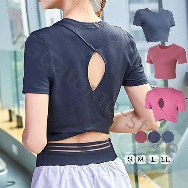 ヨガウェア ショート丈 トップス 半袖 Tシャツ かわいい おしゃれ ホットヨガ レディース 吸汗速乾