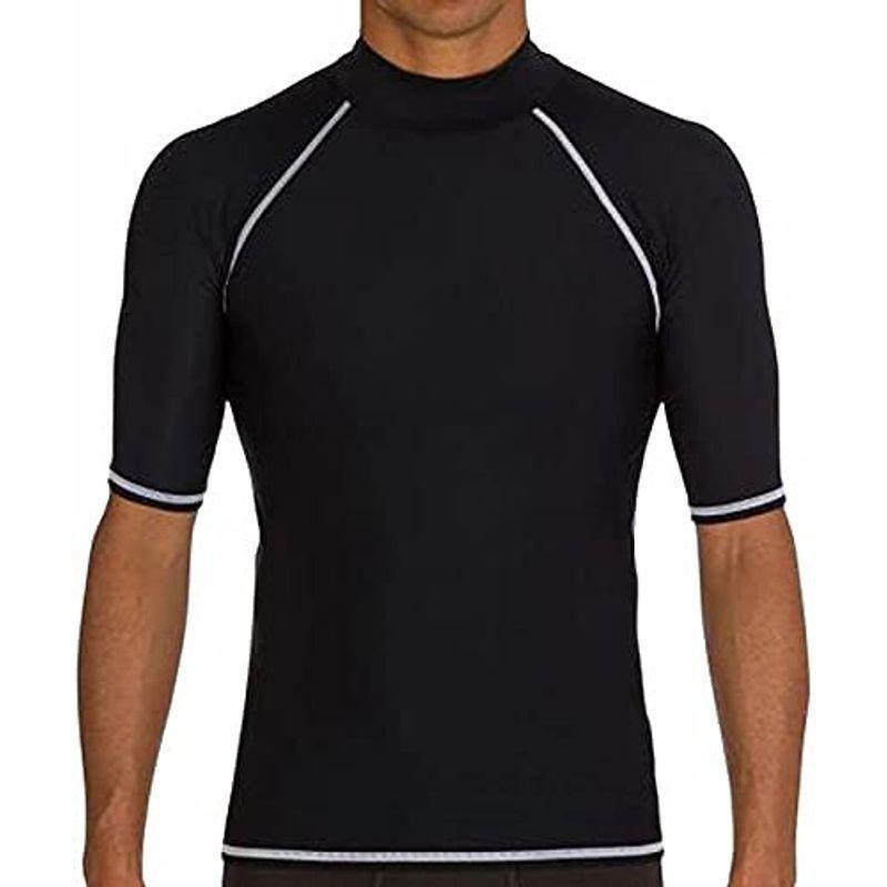 メンズ用水着ウエットスーツ 防水 速乾 UVカット 競泳水着 上着 メンズ 男性 短袖競泳水着 水泳(L)