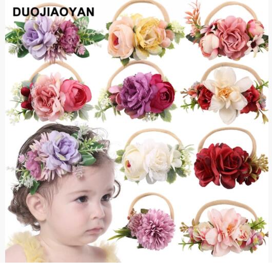 ヘアバンド赤ちゃんベビーフラワーマム菊パール和風新生児髪飾りセレモニーお宮参り初節句お食い初めヘ..