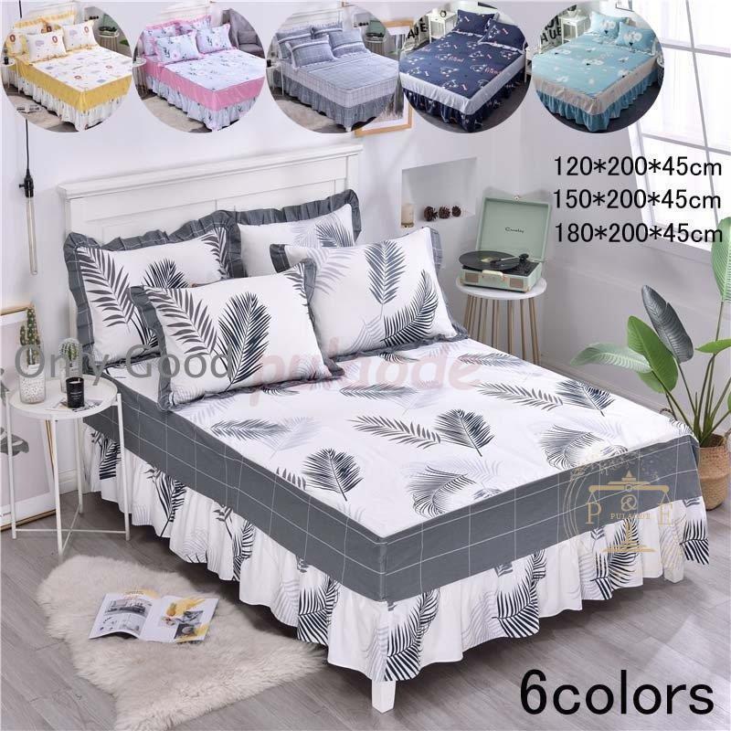 ベッドスカート 北欧風 おしゃれ 柔らかい 可愛い シングル セミダブル ダブル 6colors 四季通用 ベッドカバー シーツカバー ベッドスプレッド 洗える 寝具