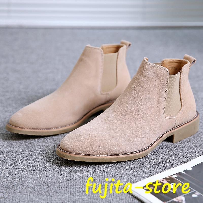 サイドゴアブーツ チェルシーブーツ メンズ ブランド ショートブーツ スエードブーツ 黒ブーツ カジュ..