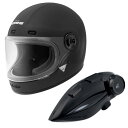 コミネ KOMINE KK-190/MAT.BK/L コミネ(Komine) バイク用 ヘルメット インカム セット HK-190 ネオレトロフルフェイスヘルメット + KK-902 モーターサイクルインターカム Lサイズ マットブラック 00-190(2)