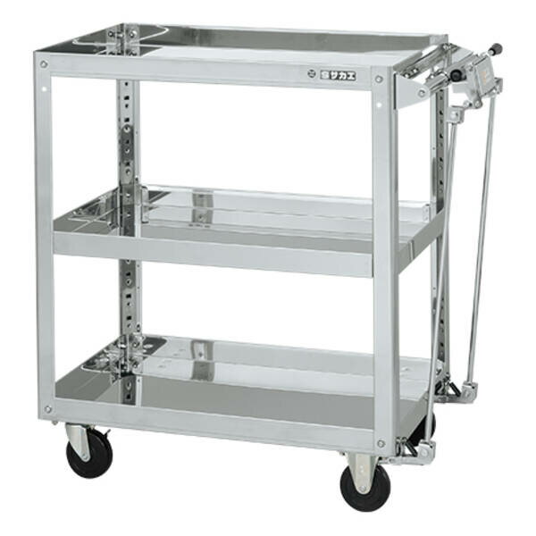 【個人宅配送不可】サカエ SAKAE SAP3-7583HBDC 直送 代引不可・他メーカー同梱不可 ステンレススーパーワゴン（SUS304/ハンドブレーキ付/プレート式キャスター） SAP37583HBDC