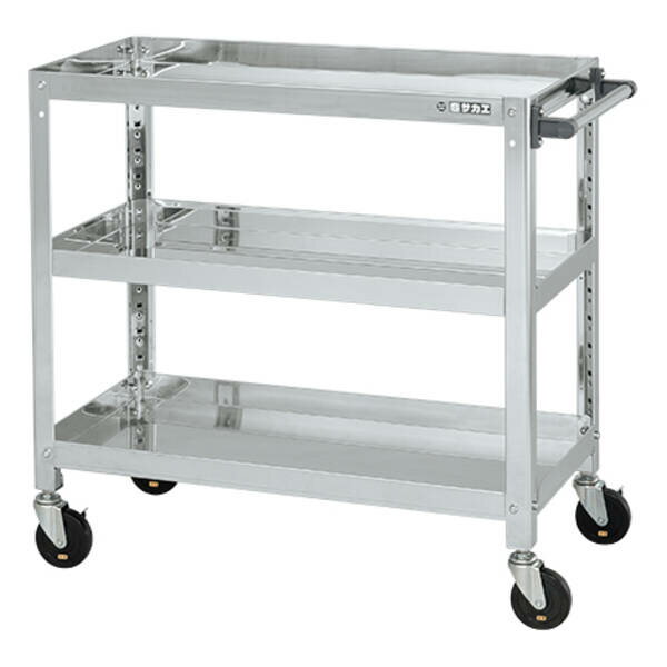 【個人宅配送不可】サカエ SAKAE SAS3-9073DC 直送 代引不可・他メーカー同梱不可 ステンレススーパーワゴン（SUS304/導電性ゴム車/ねじ込み式キャスター） SAS39073DC