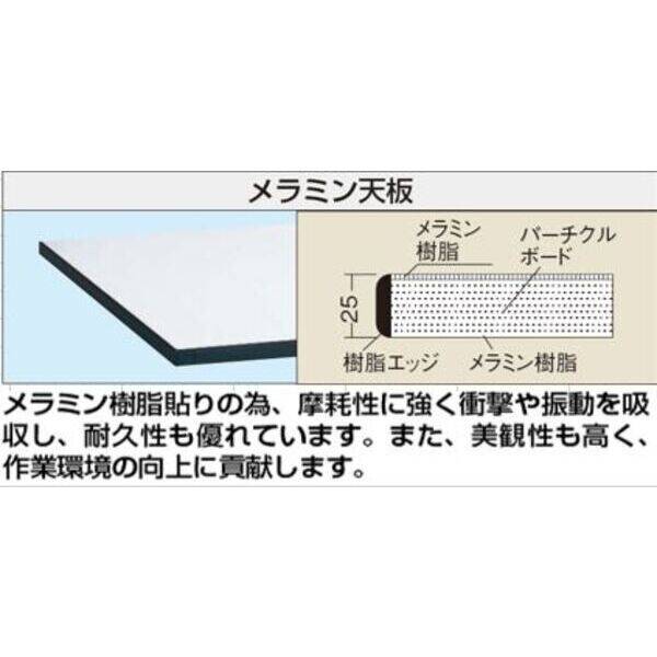 測定器・工具のイーデンキの(LINEクーポン有)【個人宅配送不可】サカエ SAKAE KT-593MBW 直送 代引不可・他メーカー同梱不可 中量作業台 パールホワイト (KTタイプ/均等耐荷重300kg/メラミン天板/H825/キャスター付) KT593MBW｜アングル2
