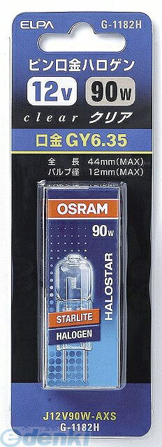&nbsp; 朝日電器 &nbsp; 042-473-0159 【商品説明】【仕様】●定格：　・電圧　12V　・消費電力 90W　・寿命：約4000時間●本体サイズ：　・全長：44mm　・バルブ径：12mm　・口金：GY6.35●入数：1個●カラー：クリア●【特徴】●ピン口金ハロゲンJタイプ●フィラメントがコンパクトで点光源に近いため、店舗のスポット照明やダウンライトなど、質の高い光源として最適です。●ミラーなしの為、様々な器具設計が可能です。●サイズ（高さ）ミリ：150●サイズ（幅）ミリ：52●サイズ（奥行）ミリ：24●重量（グラム）：144901087138852類似商品はこちら朝日電器 ELPA G-1181H J12V71,488円朝日電器 ELPA G-1171H J12V11,189円朝日電器 ELPA G-117H-20W J11,189円朝日電器 ELPA G-1172H J12V31,189円朝日電器 ELPA G-118H-50W J11,232円朝日電器 ELPA G-1170H J12V51,232円朝日電器 ELPA G-JD03H JD110916円朝日電器 ELPA G-JD01H JD110916円朝日電器 ELPA G-JD02H JD110950円朝日電器 ELPA G-3101H チュウパネ132円朝日電器 ELPA G-18H カンバンヨウ8184円朝日電器 ELPA G-90H ミニレフキュウ357円　