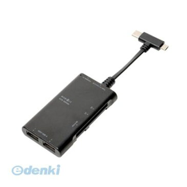 【個数：1個】「直送」【代引不可・同梱不可】［SCR-SDH06/BK］ ミヨシ USB Type−Cコネクタ搭載カードリーダ・ライタ付きUSB OTGアダプタ 2ポート ブラック