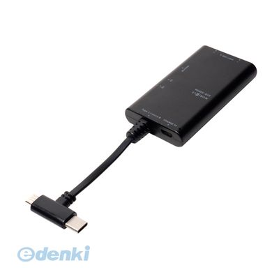 【個数：1個】「直送」【代引不可・同梱不可】［SCR-SDH06/BK］ ミヨシ USB Type−Cコネクタ搭載カードリーダ・ライタ付きUSB OTGアダプタ 2ポート ブラック