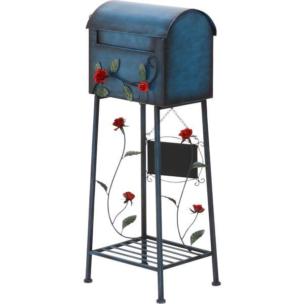 直送・代引不可 メールボックス ローズ横型 ブルー 組立品【代引不可】 別商品の同時注文不可