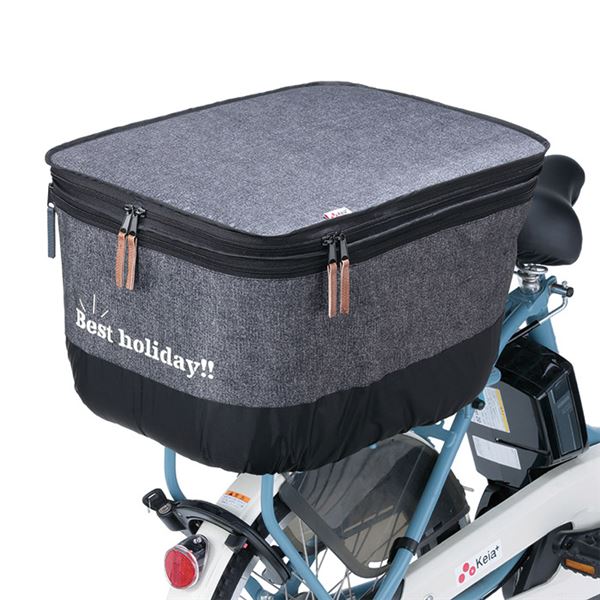 直送・代引不可 自転車 後 かごカバー 厚手タイプ 〔 後 カゴカバー デニムチャコールグレー 〕 2段式 撥水加工 両開きタイプ ひったくり防止 別商品の同時注文不可(4)