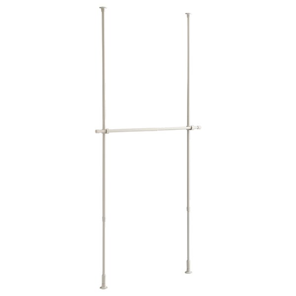 直送・代引不可 つっぱりハンガーラック 2段 約幅200cm ホワイト【代引不可】 別商品の同時注文不可