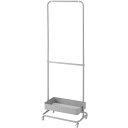 直送・代引不可 ハンガーワゴン グレー トレイ1段 (約W59.5×D37×H150/175cm) 組立式 別商品の同時注文不可