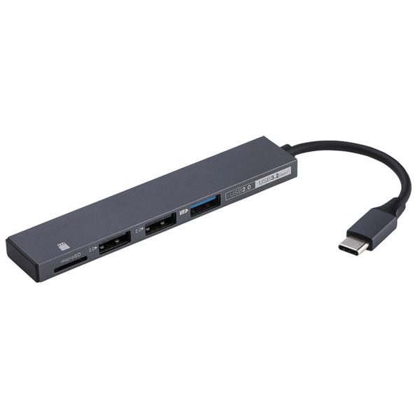 直送・代引不可 Digio2 USB Type-C 極薄変換ハブ STIX 3ポート+CRW グレー COM-C3MSD123GY 別商品の同時注文不可