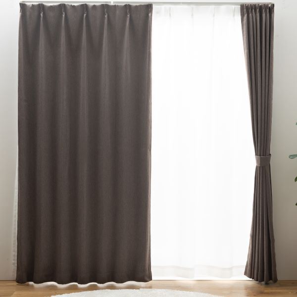 直送・代引不可 遮光 カーテン 約幅100×丈200cm×2枚セット ブラウン 2級遮光 無地 洗える タッセル付 アジャスターフック付 形状記憶 キャナル 別商品の同時注文不可