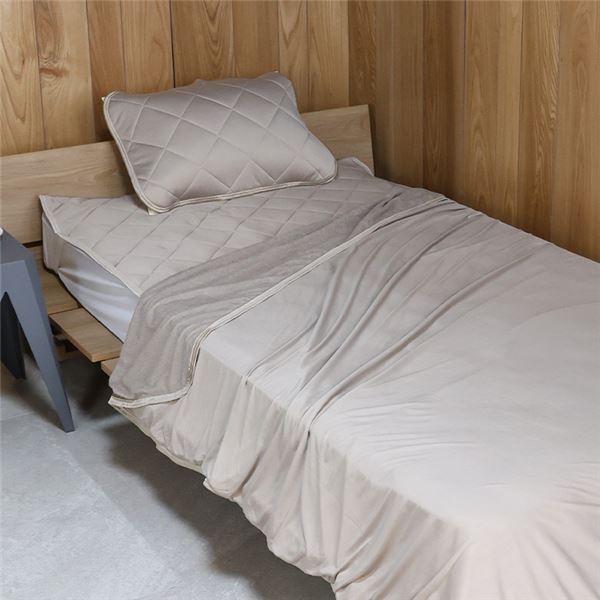 直送・代引不可 両面使える 冷感パイルケット シングル ベージュ【代引不可】 別商品の同時注文不可