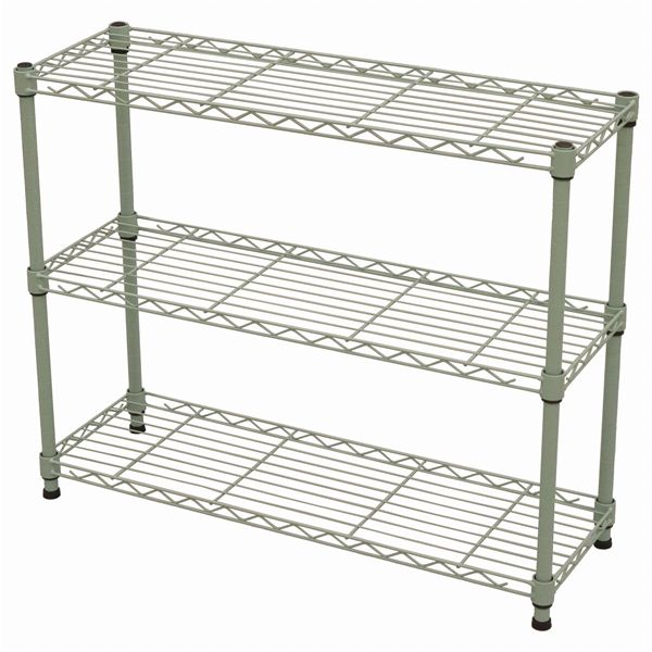 直送・代引不可 19Φスチールラックセット 幅約75×奥行25 3段 グリーン 組立品【代引不可】 別商品の同時注文不可