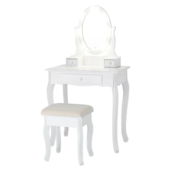 直送・代引不可 ドレッサー 約幅70×奥行42×高さ130cm ホワイト【代引不可】 別商品の同時注文不可