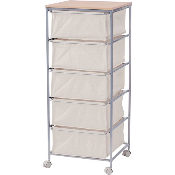 直送・代引不可 チェスト タンス 幅44cm 5段 スチール キャスター付き コットン張地 キャンバスチェスト ベッドルーム リビング 脱衣所 別商品の同時注文不可(3)