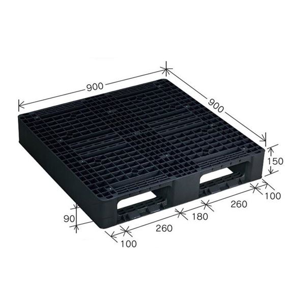 直送・代引不可【10枚セット】 樹脂パレット/軽量パレット 【JL-D2・0909】 ブラック 材質：再生PP 安..