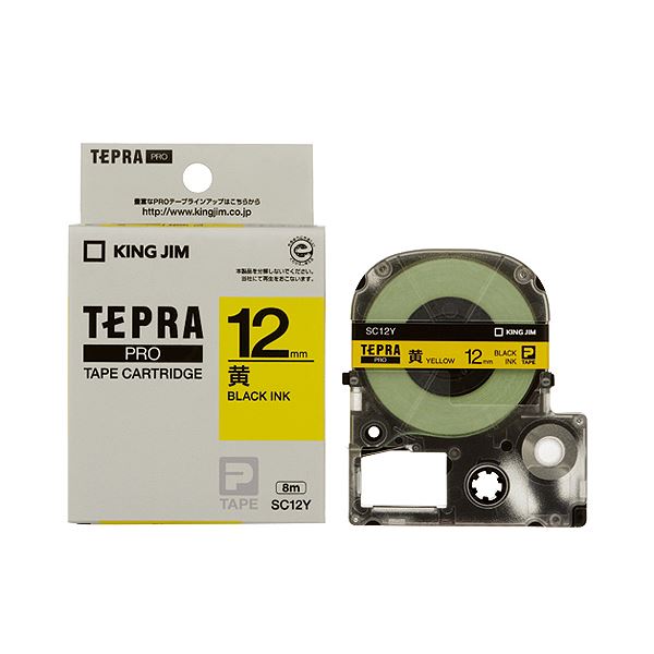 直送・代引不可 （まとめ） キングジム テプラ PRO テープカートリッジ パステル 12mm 黄／黒文字 SC12..