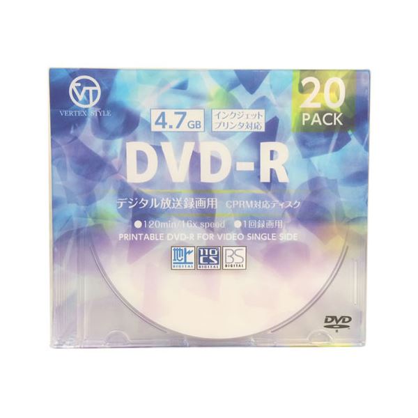 直送 代引不可 (まとめ)VERTEX DVD-R(Video with CPRM) 1回録画用 120分 1-16倍速 20P インクジェットプリンタ対応(ホワイト) DR-120DVX.20CAN【×5セット】 別商品の同時注文不可