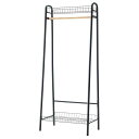 直送・代引不可 ハンガーラック 衣類収納 幅70cm ブラック 2セット 木製 スチール 収納かご付き 組立品 リビング ベッドルーム インテリア家具 別商品の...