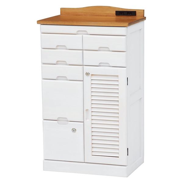 直送・代引不可 桐製 FAX台/電話台 【ナチュラル/ホワイト 幅48×奥行32×高さ83cm】 木製 引き出し付き 〔リビング ダイニング 廊下 玄関〕【代引...