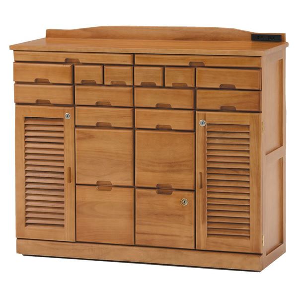 直送・代引不可 桐製 FAX台/電話台 【ライトブラウン 幅96×奥行32×高さ83cm】 木製 引き出し付き 〔リビング ダイニング 廊下 玄関〕【代引不可】...