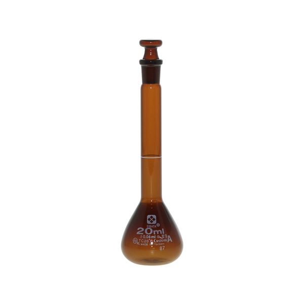 直送・代引不可 メスフラスコ 茶褐色 カスタムA 20mL 【026100-20】 別商品の同時注文不可