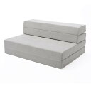 直送・代引不可折りたたみ ソファー マットレス 【ダブル グレー】 幅140cm 厚み10cm 本体:日本製 ウレタンフォーム 〔リビング 寝室〕【代引不可】別...