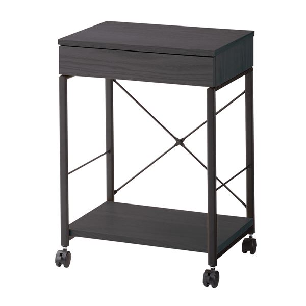 直送・代引不可 サイドチェスト 袖机 幅45cm ブラック スチール キャスター付き 木目 組立品 リビング 子供部屋 勉強部屋 在宅ワーク 別商品の同時注文不可