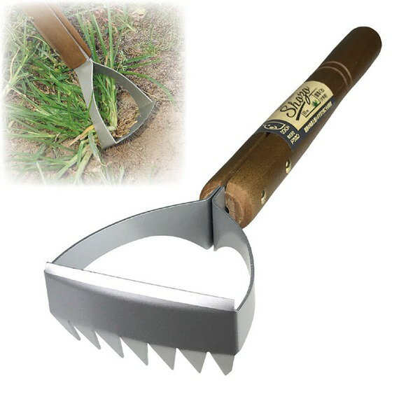 直送・代引不可 草取り器 除草用品 約幅8.3×奥行4.5×高さ35cm 日本製 スチール 木製 ごそっと除草くわ ..