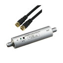 直送・代引不可 HORIC アンテナブースター 室内・地デジ(UHF/VHF)専用 中継タイプ + アンテナケーブル 1m ブラック 両側F型ネジ式コネクタ ス...