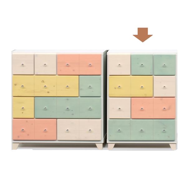 直送・代引不可 チェスト タンス 4段 幅57.5cm マルチカラー 日本製 木製 パイン材 子供部屋 ベッドル..