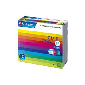 直送・代引不可 バーベイタム データ用CD-R700MB ワイドプリンタブル 5mmスリムケース SR80SP10V1C 1箱(100枚:10枚×10個) 別商品の同時注文不可