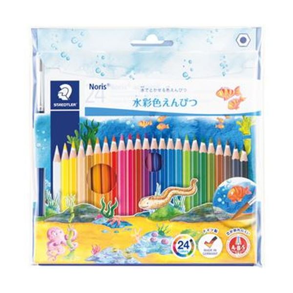 直送・代引不可 （まとめ）ステッドラー ノリスクラブ 水彩色鉛筆24色セット 14410NC24P 1パック【×10..