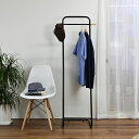 直送・代引不可 L型 ハンガーラック/コートハンガー 【ブラック】 幅55cm サイドフック付き シンプル 約10着収納可 別商品の同時注文不可