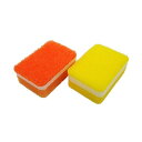 直送・代引不可 (まとめ) ミニスポンジ/キッチンスポンジ 【オレンジ・イエロー 2個入り】 抗菌 キッチン用品 『泡キュット』 【200個セット】 別商品の同...