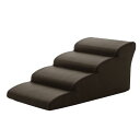 直送・代引不可ドッグステップ/ペット用品 【4段 ブラウン】 幅40.5cm 合皮/合成皮革張地 ウレタンフォーム 〔リビング 室内犬〕【代引不可】別商品の同時...