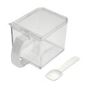 直送・代引不可 〔45個セット〕 調味料入れ 約幅9.8cm 640ml ホワイト ハンドル 専用スプーン付き フォルマ クリアポット キッチン 台所 別商品の...