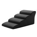 直送・代引不可ドッグステップ/ペット用品 【4段 ブラック】 幅40.5cm 合皮/合成皮革張地 ウレタンフォーム 〔リビング 室内犬〕【代引不可】別商品の同時...