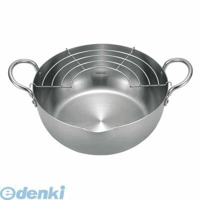 Ih/Gas Compatible - 2265500 18−0 ステンレス揚げ鍋（揚げアミ付）22cm 4971142121419