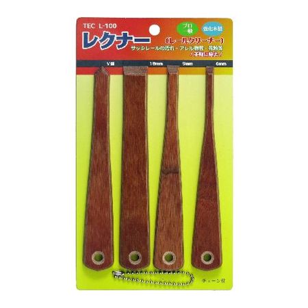 【商品説明】●サッシレールの汚れ、アレル物質、花粉等を手軽に除去！●カラーサッシにダメージを与えにくいです。●水濡れレールにも安心してお使い頂けます。●各社メーカーのサッシに対応。屋内V字レールもOK。●環境にやさしい強化木製です。●傷んでも、ヤスリで再形成が可能ですのでくり返しお使い頂けます。●ご家庭でのお掃除、お手入れにもおすすめです。●セット内容 : V型・平6mm・平9mm・平18mm ボールチェーン●お掃除 清掃 お手入れ類似商品はこちらイノウエ商工 4571426185092 ハン731円イノウエ商工 4571426180028 すき713円4945131106909 TEC ステンスリ485円4945131106442 TEC プラ柄ステ561円4945131106459 TEC プラ柄ステ567円4945131106435 TEC プラ柄ステ776円4945131106411 TEC プラ柄ステ561円4945131106428 TEC プラ柄ステ589円4945131106510 TEC 万能金ベラ1,057円4945131106015 三悦刃物 らくらく903円4945131106916 TEC ステンスリ456円品川商工 CS4T コーチングクリップ CSシ997円